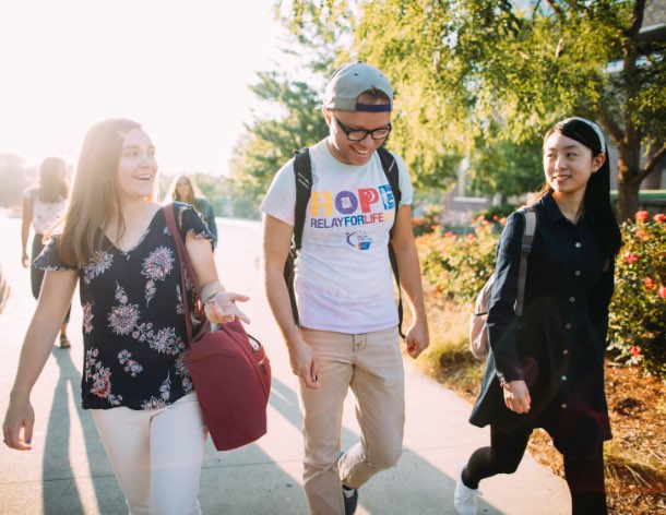 Students walking on campus