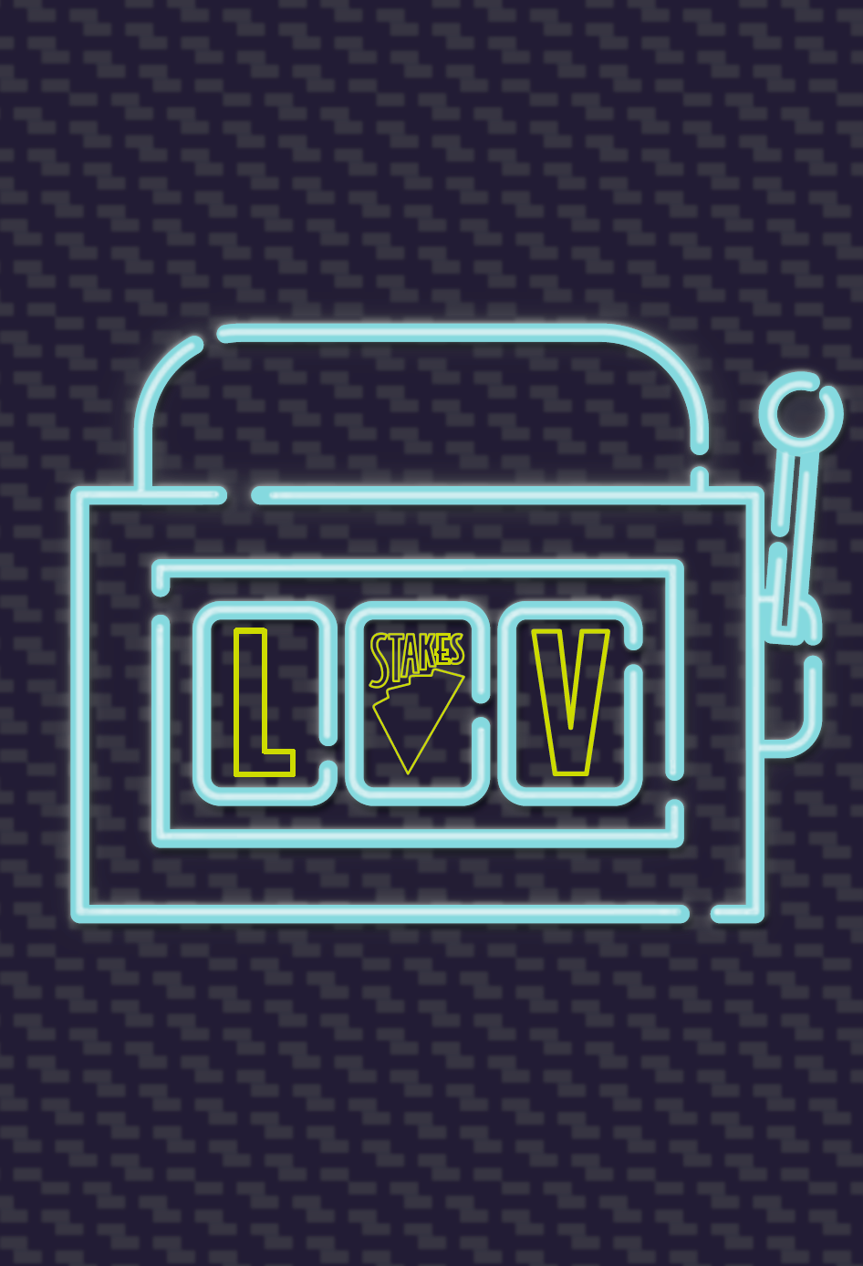 Alternate Las Vegas Stakes logo showing an L, a V, and the word Stakes as slots in a slot machine.