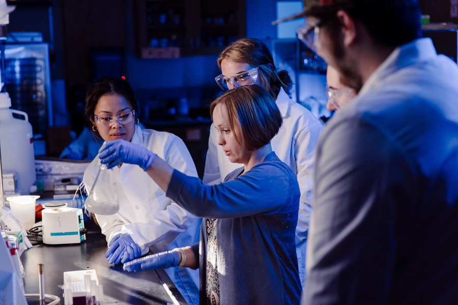 Students working in Biology Lab