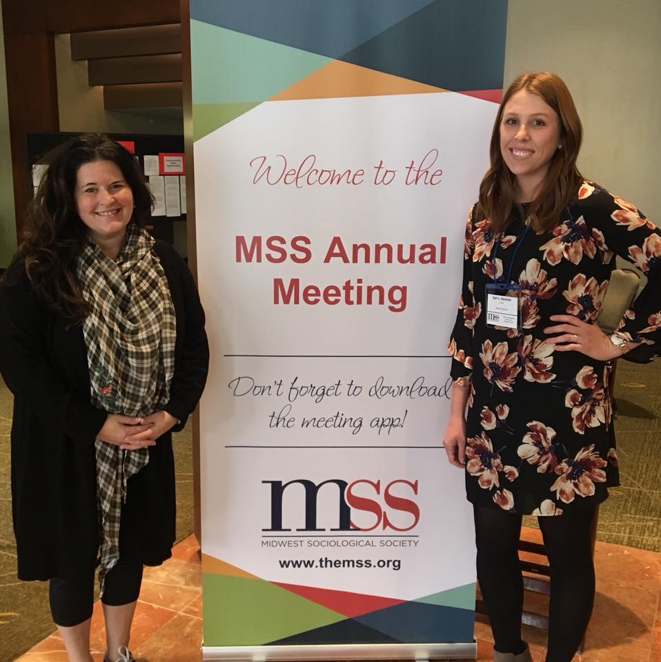 Dr. Danelle DeBoer & Dr. Kari Gentzler are pictured at the Midwest Sociological Society annual conference in Minneapolis, MN.