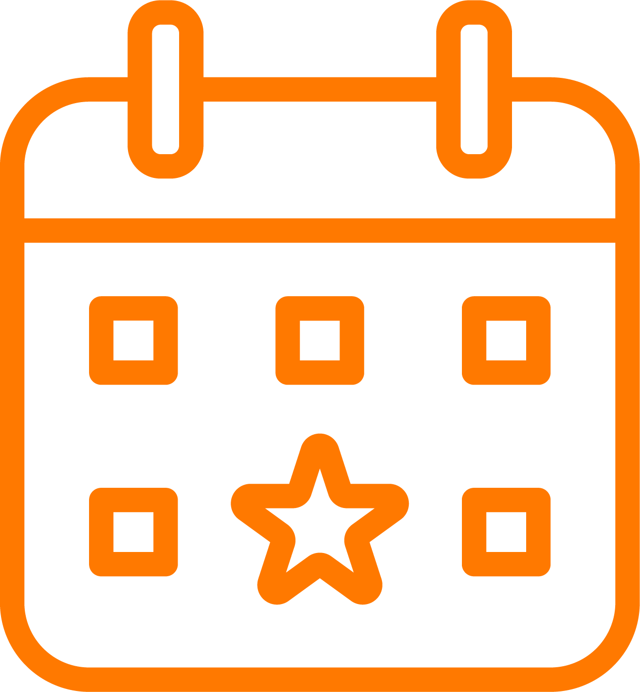 Icon of a calendar with one day starred