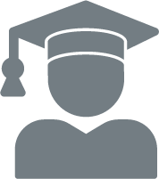 Icon of a college graduate in gown and cap