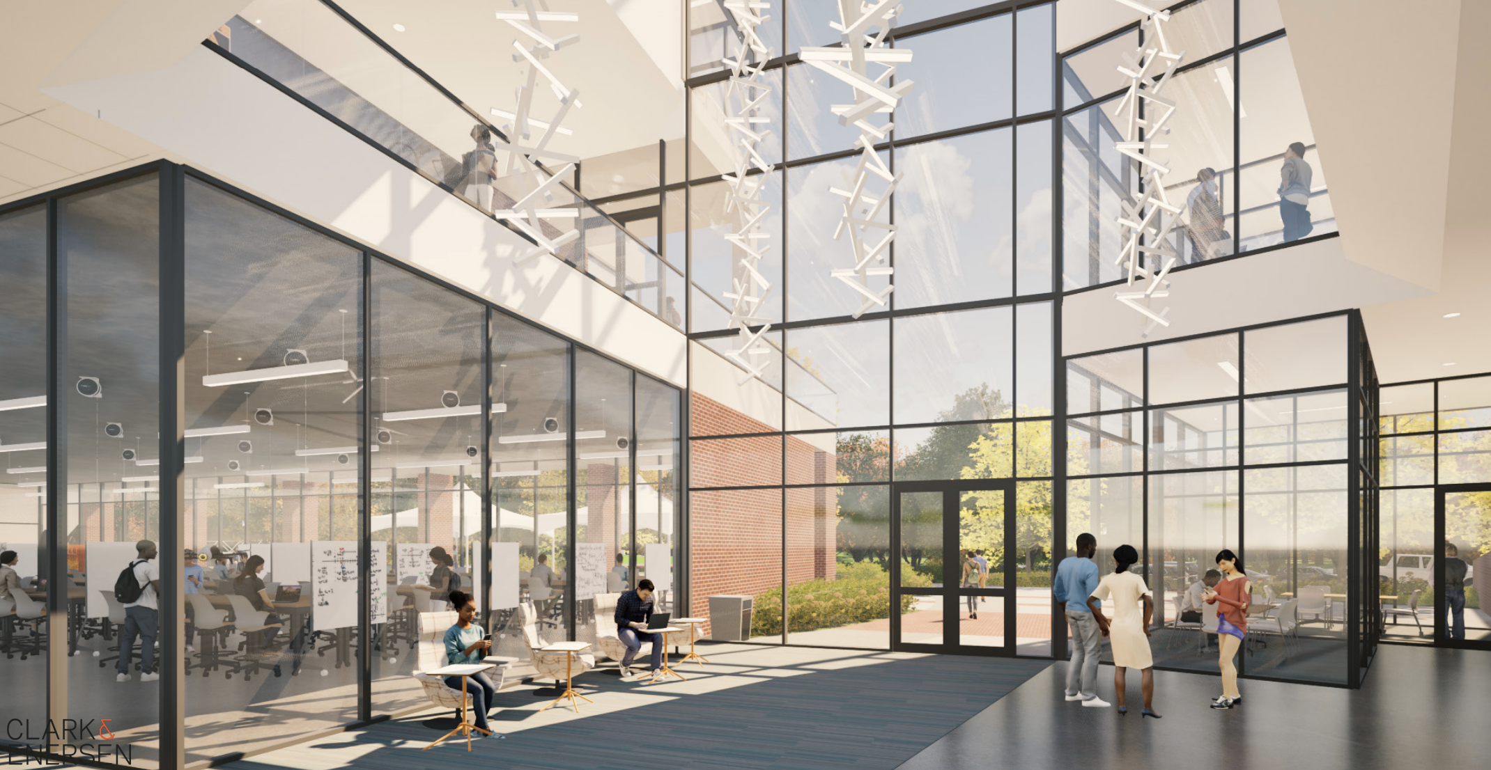 Level 1 atrium inside new academic building