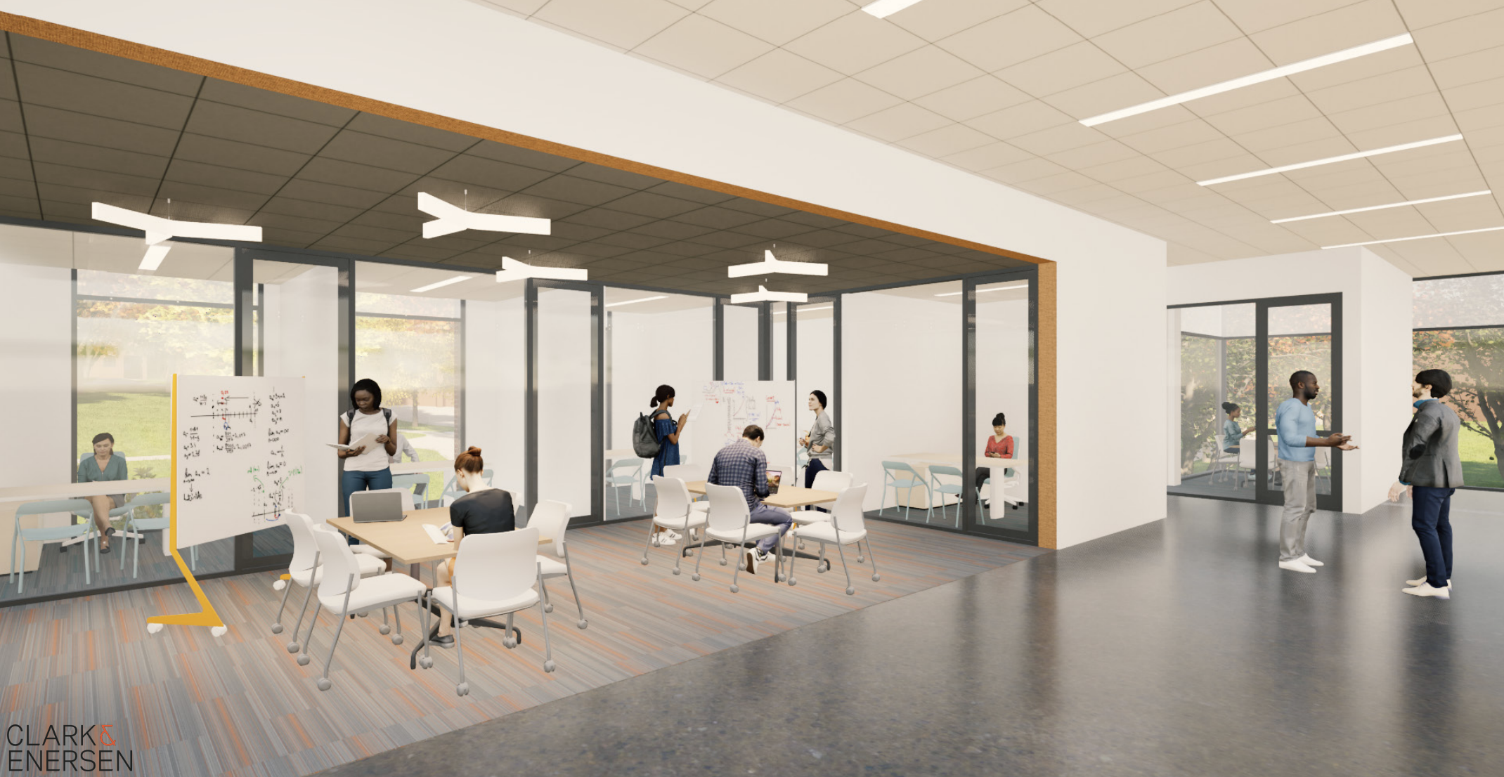 Level 2 offices inside new academic building