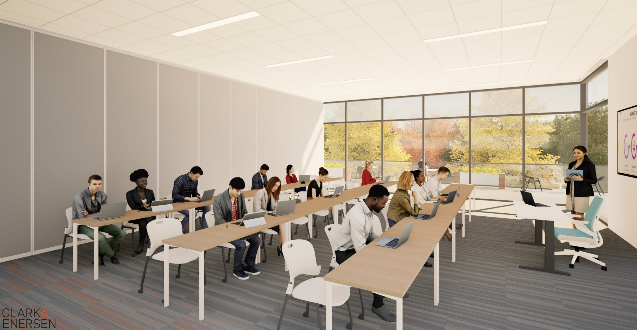 Level 2 flex space (classroom) inside new academic building