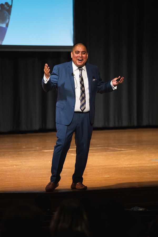 jaime Carias, civic engagement coordinator at the University of Southern California, gave a keynote speech at the Back to School Community Picnic.