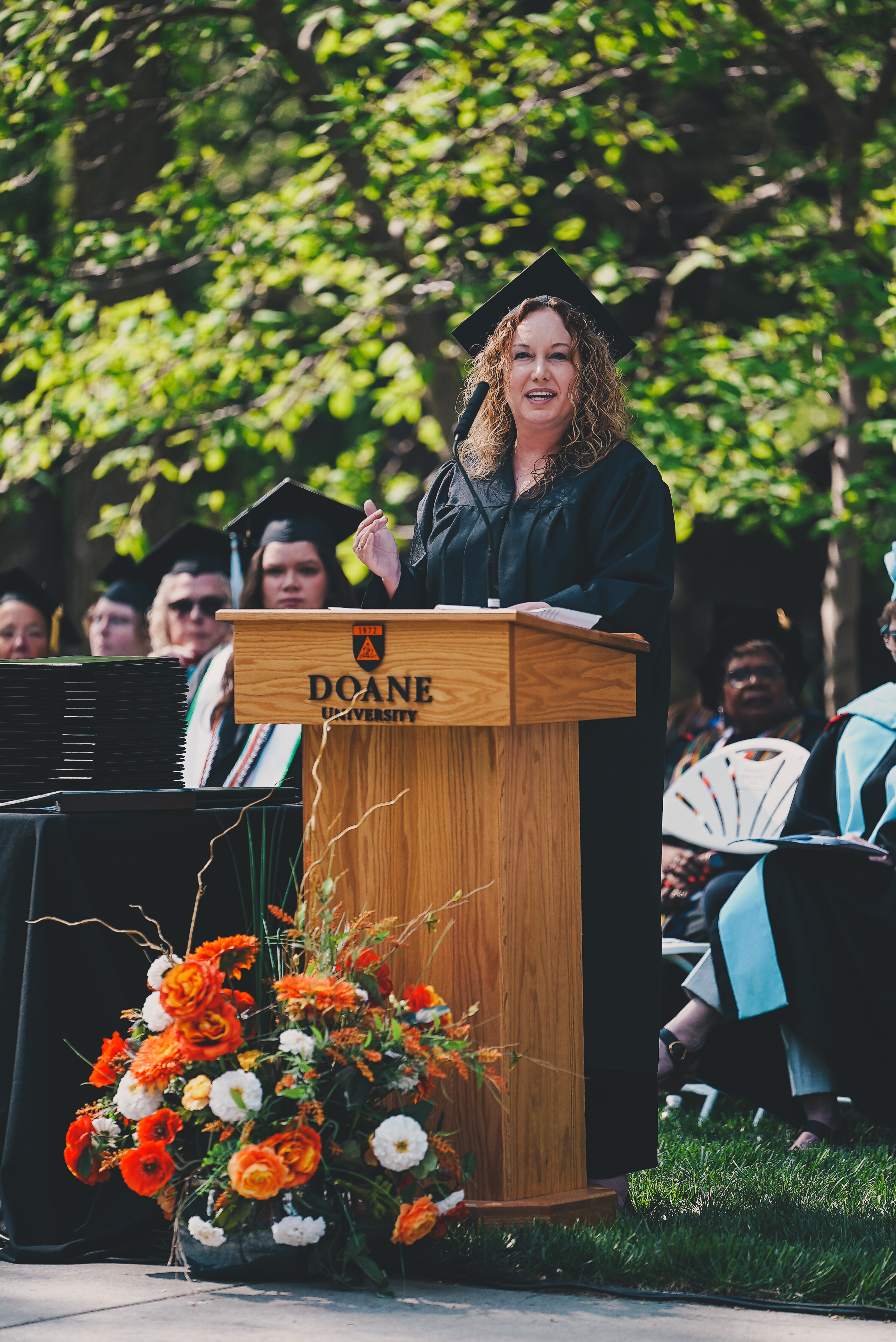 Megan Johnson Cook ’15L gives her commencement address on May 13, 2023