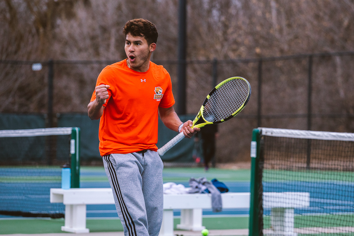 Jorge Chevez celebrates a point during practice