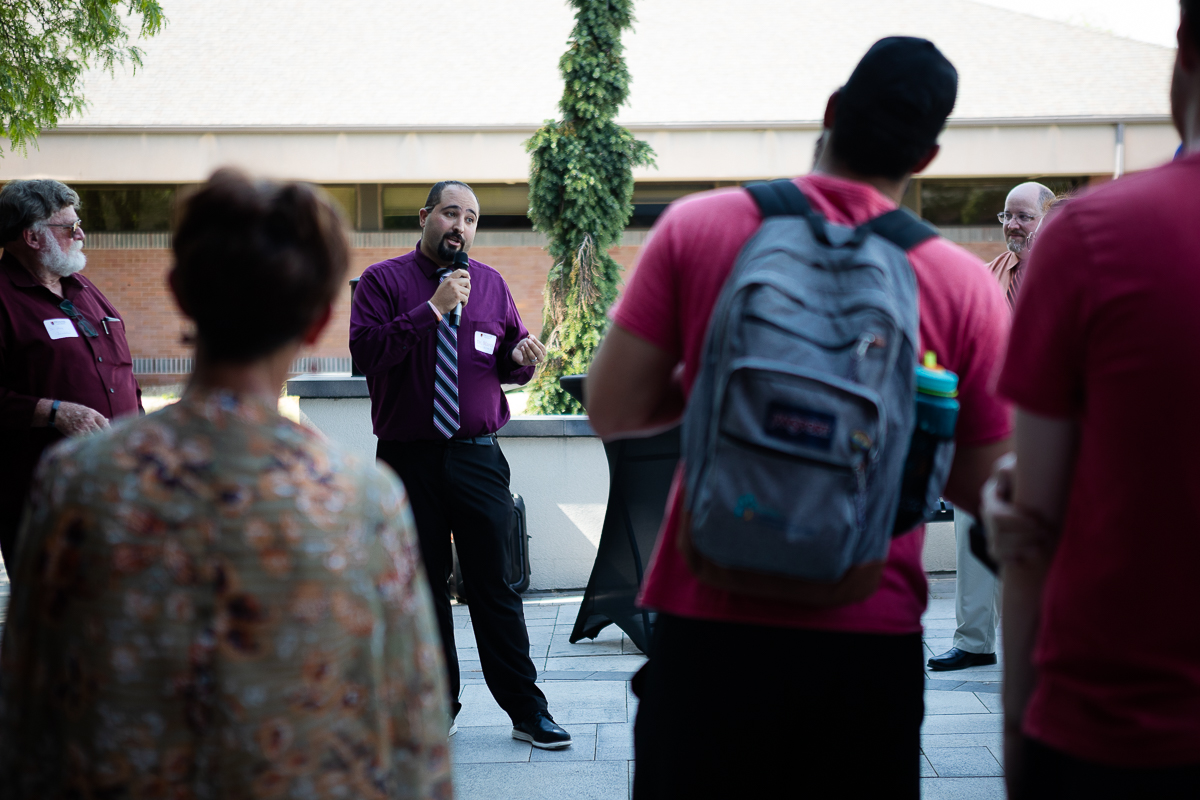 Dr. Marco Pedroza speaks during a College of Education event held in summer 2021 on Doane's Lincoln campus location. 