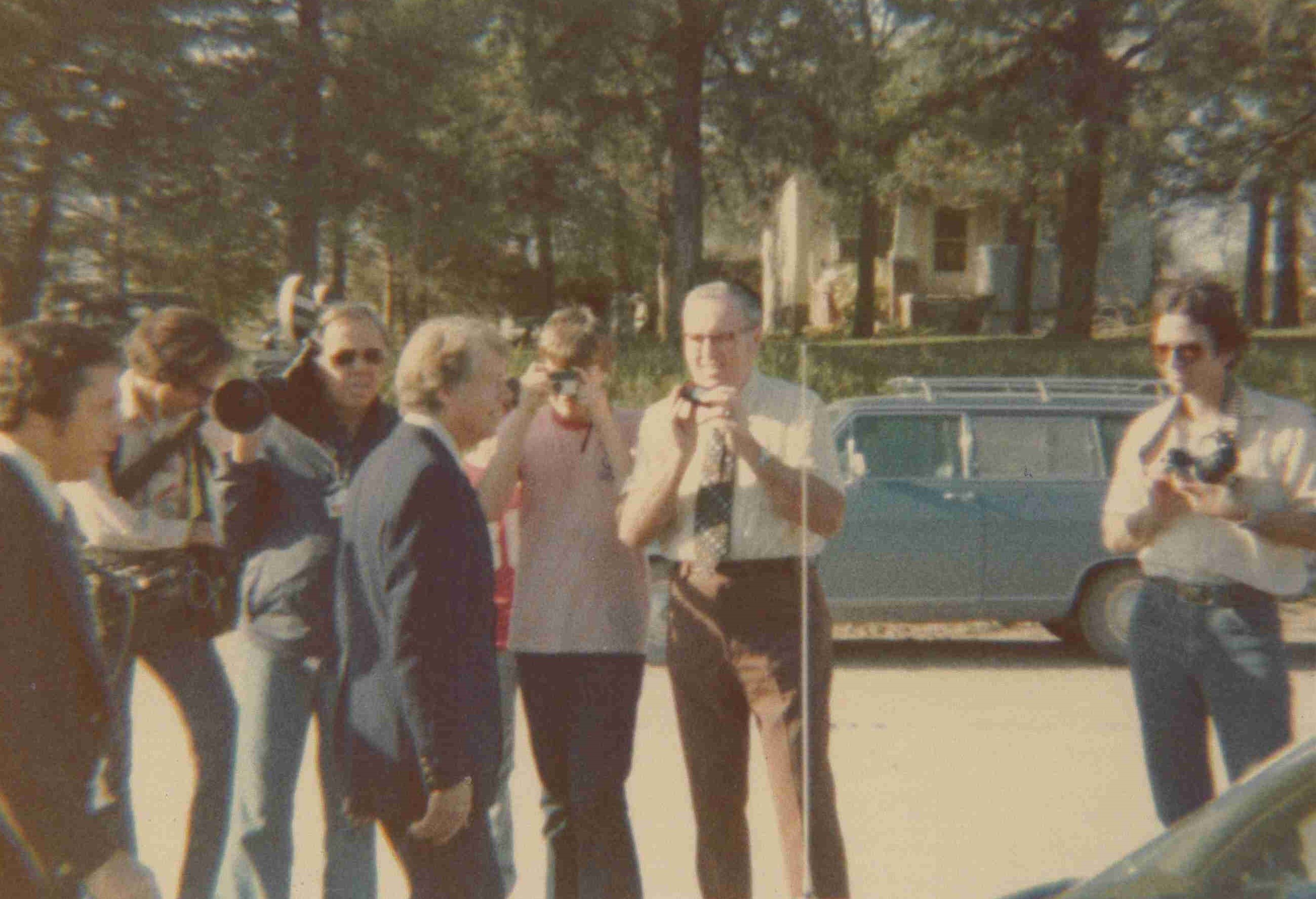 President Carter is photographed as he walks along his campaign stop in Crete, Neb in 1976. 