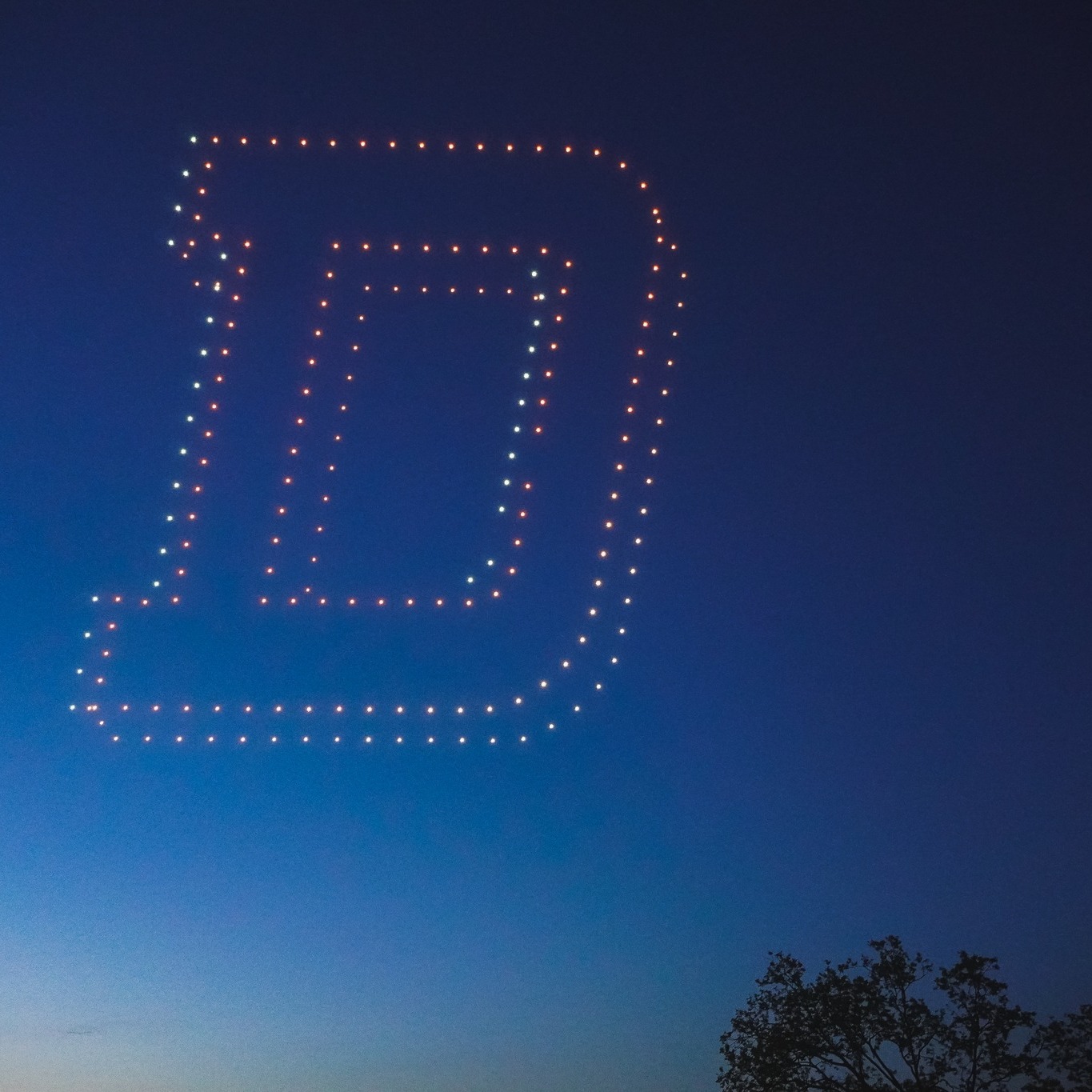 drones spell out the Doane D