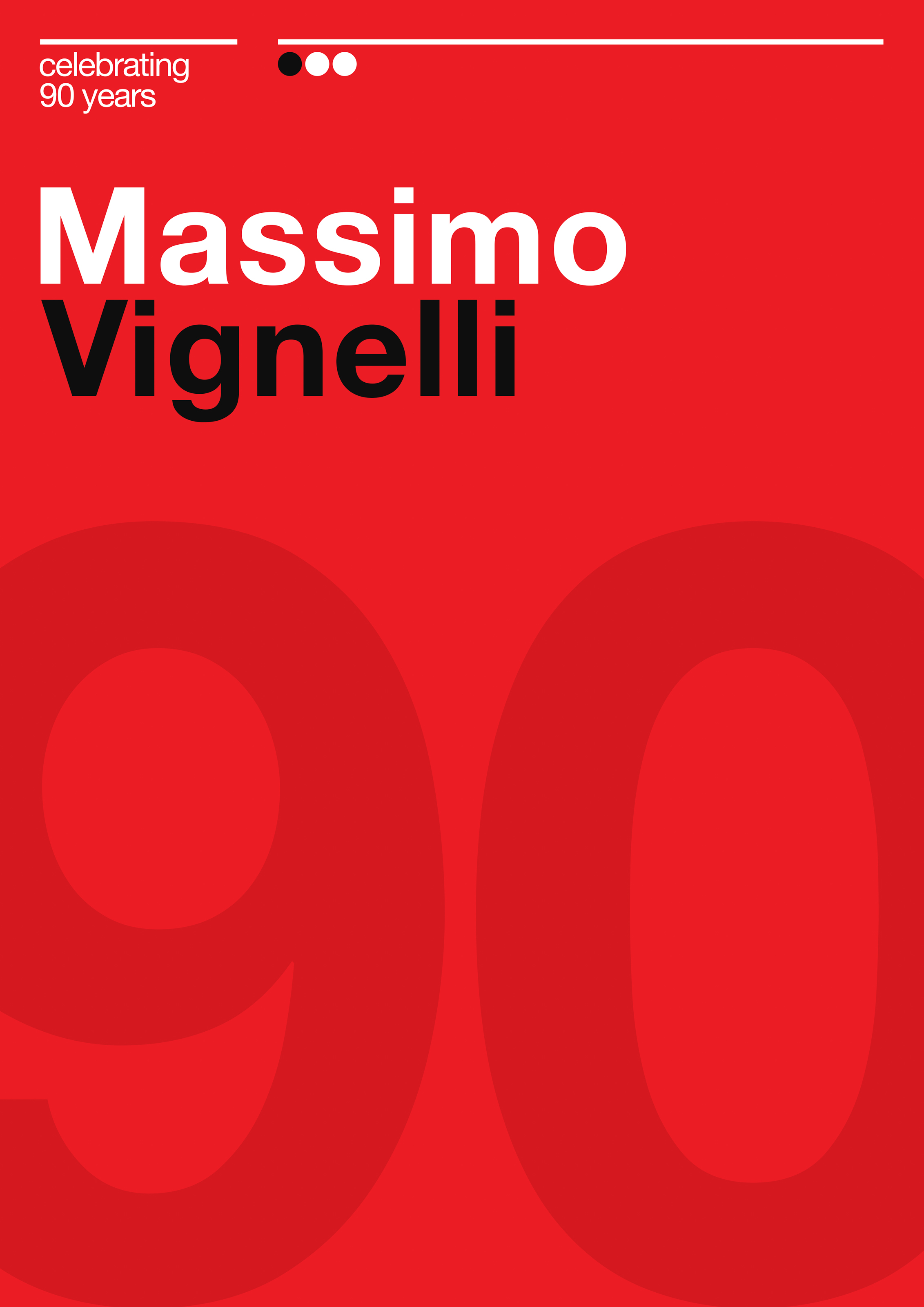 A red poster designed by Eric Castaneda inspired by Massimo Vignelli.