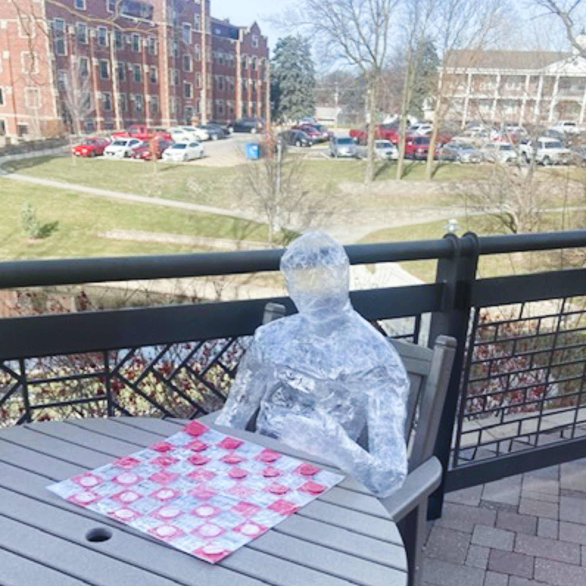 Packing tape checkers player created by Joe Mackin.