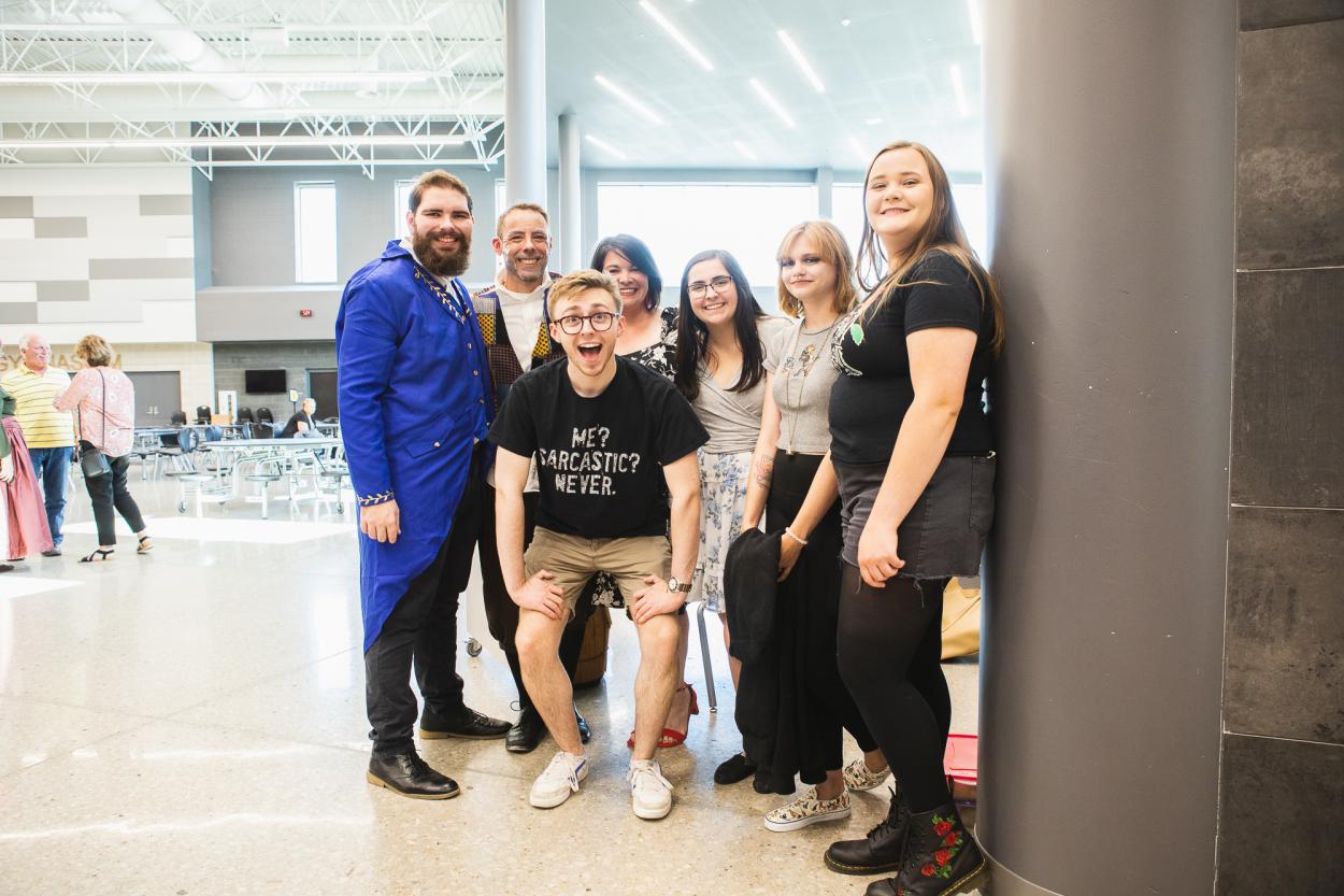 Doane alumni, students and staff pose at Elkhorn North High School, where they participated in the Elkhorn Community Theatre's production of "Beauty and the Beast."