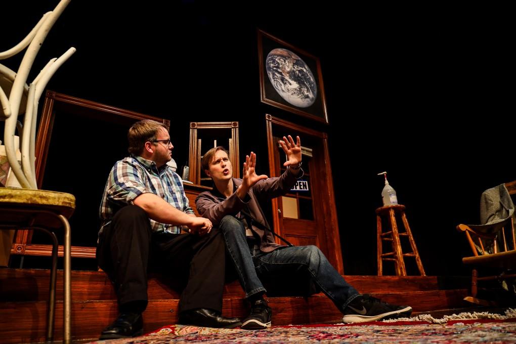 Doane students Wyatt Jorgensen and Calvin Schlautman perform in "Lonely Planet."