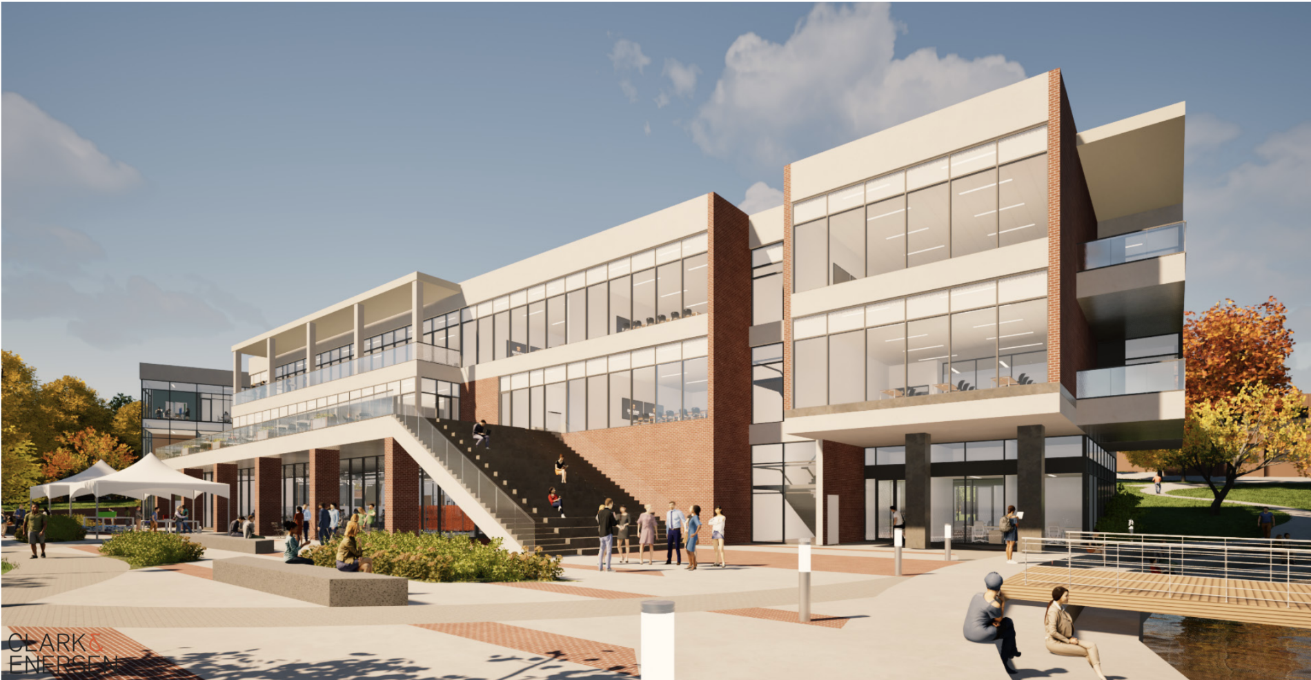 South face of new academic building