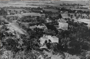 An aerial view of campus looking northeast (likely after 1910)